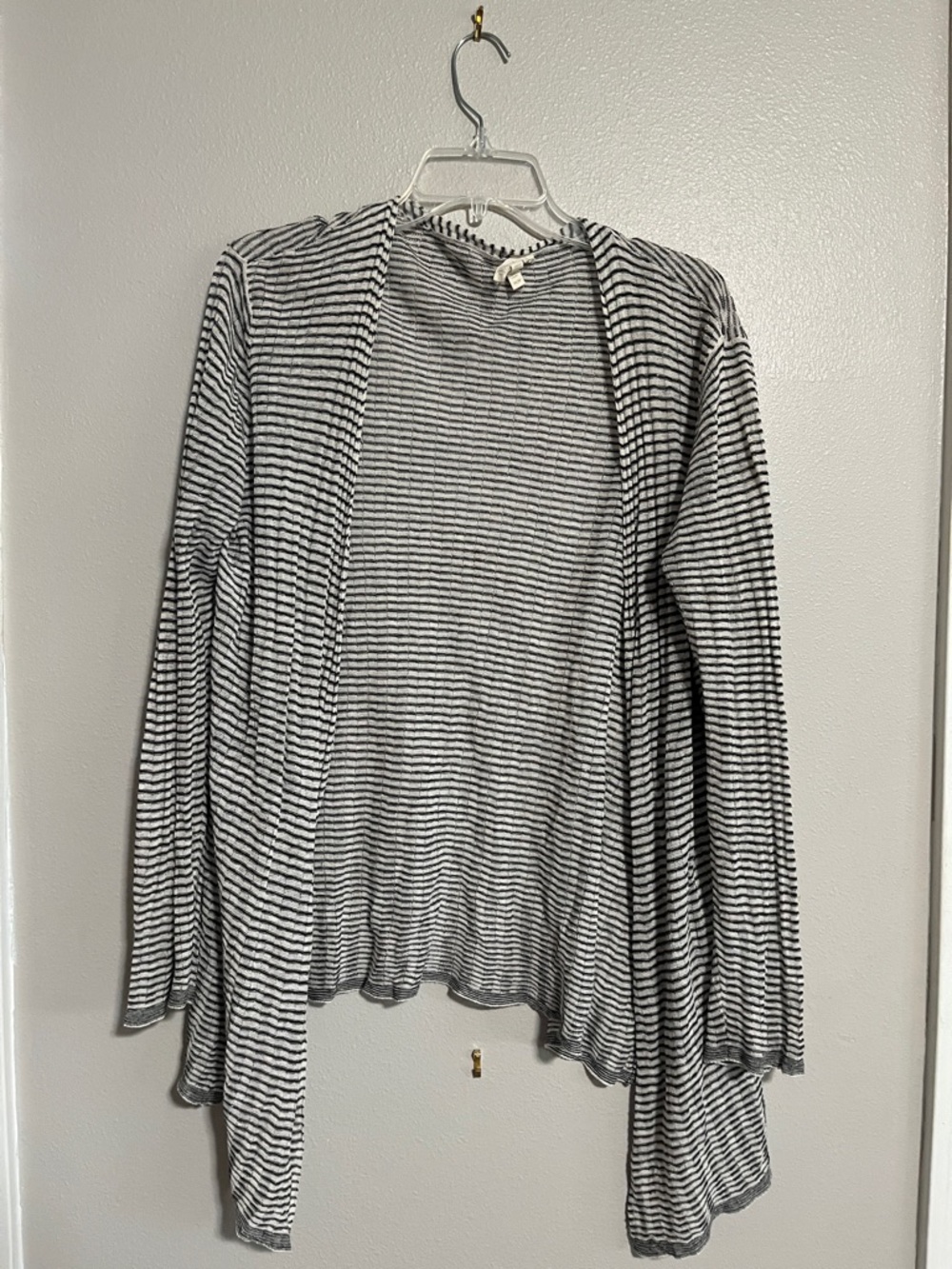 Eileen Fisher Striped Open-Front Women's Cardigan - Black & Cream